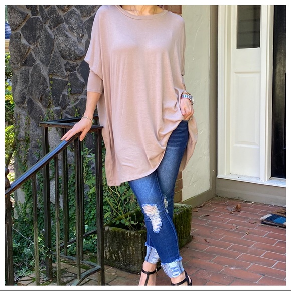 OVERSIZED LOOSE FIT MOCHA KNIT SWEATER - Picture 6 of 8